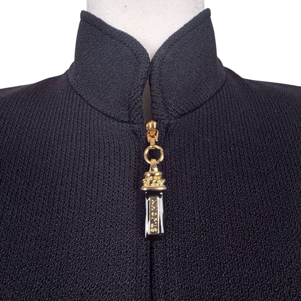St. John Collection by Marie Gray Textured Knit Zip Jacket Black Size 4